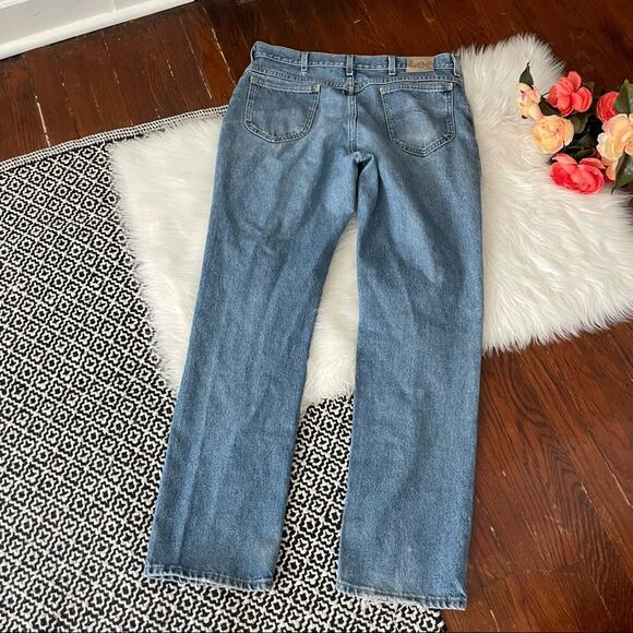 90s Lee Men’s Straight Leg Jeans Medium Wash Vintage Look 38X34 - Picture 7 of 10